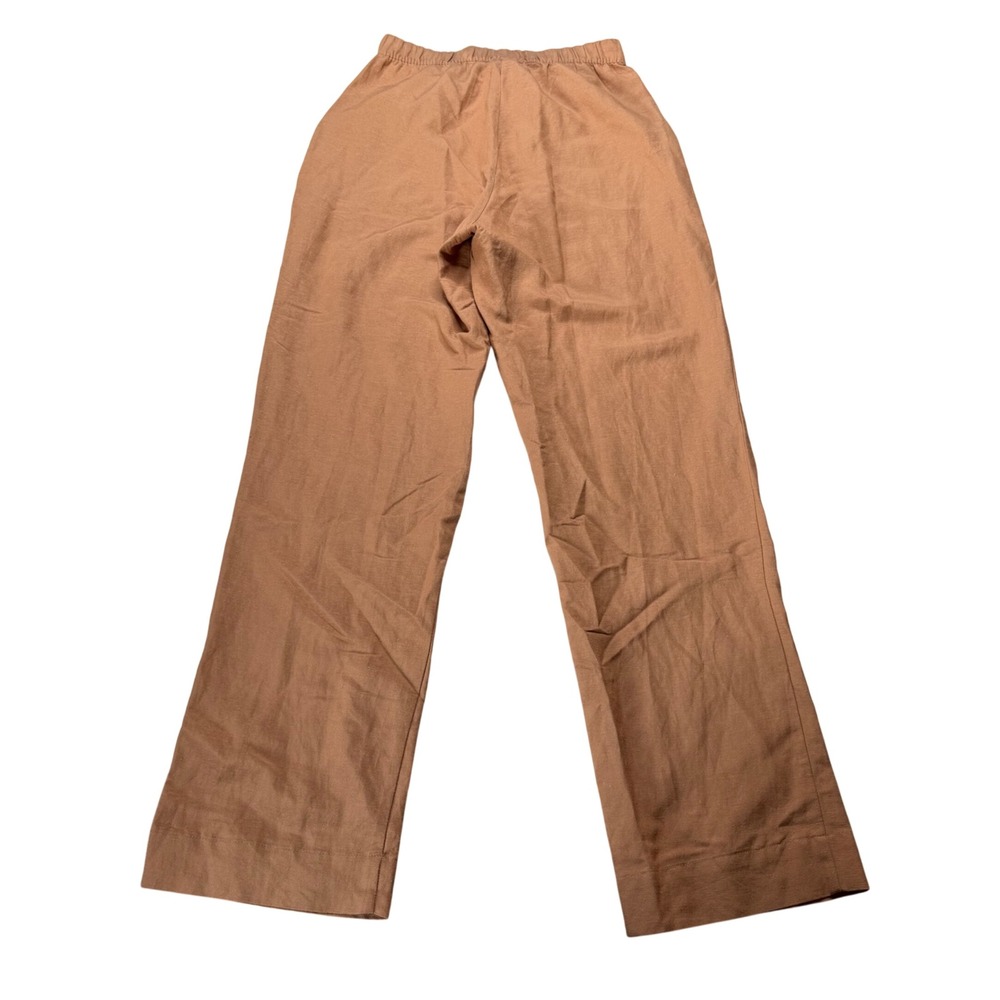 RHYTHM Wide Leg Pants Brown Ramie Blend Women's Size 4 Boho Earthy